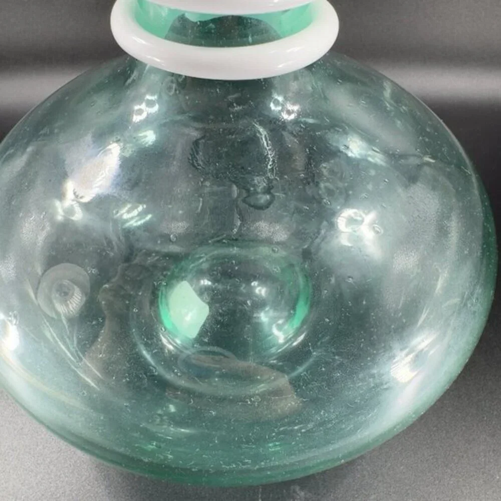 Paola‎ Navone Riviera Crate And Barrel Glass Vase Carafe Decanter Green Signed