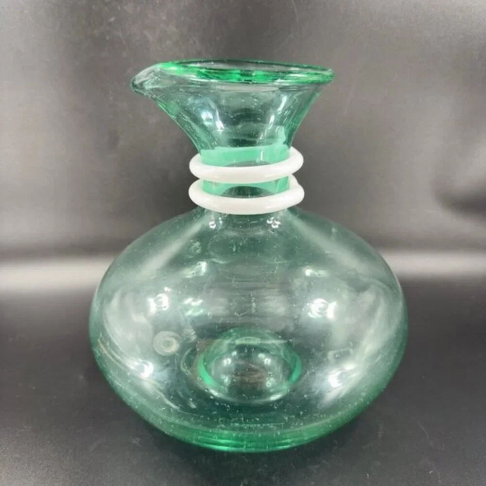 Paola‎ Navone Riviera Crate And Barrel Glass Vase Carafe Decanter Green Signed