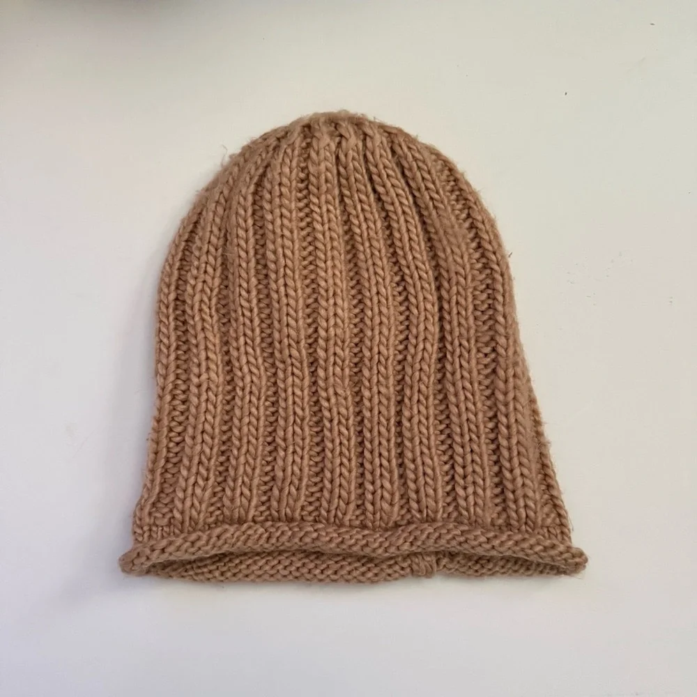 Free People Cozy Tan Knit Beanie
