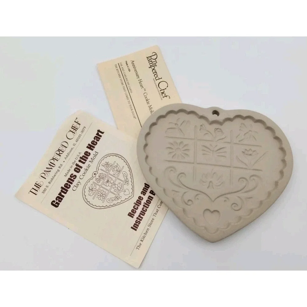 Pampered Chef 96' GARDENS OF THE HEART Clay Mold SEE‎ PICS NOT USED