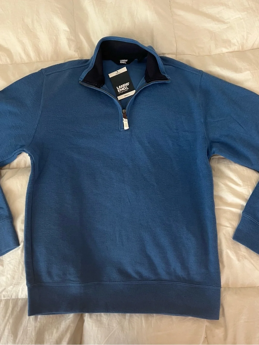Lands' End Men's Blue Quarter-Zip Sweater Size Small Blue