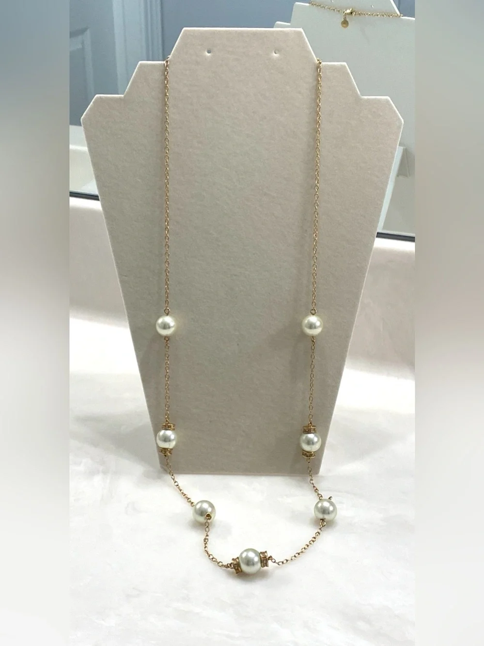 J. Crew Gold-Tone Necklace with White Pearls