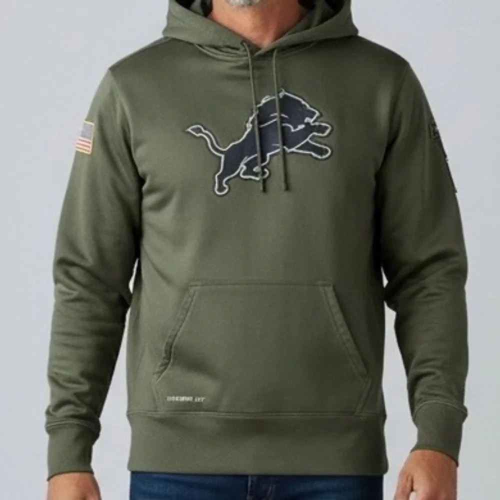 Nike NFL Detroit Lions Salute to Service limited RARE Hoodie‎ Green Men's large