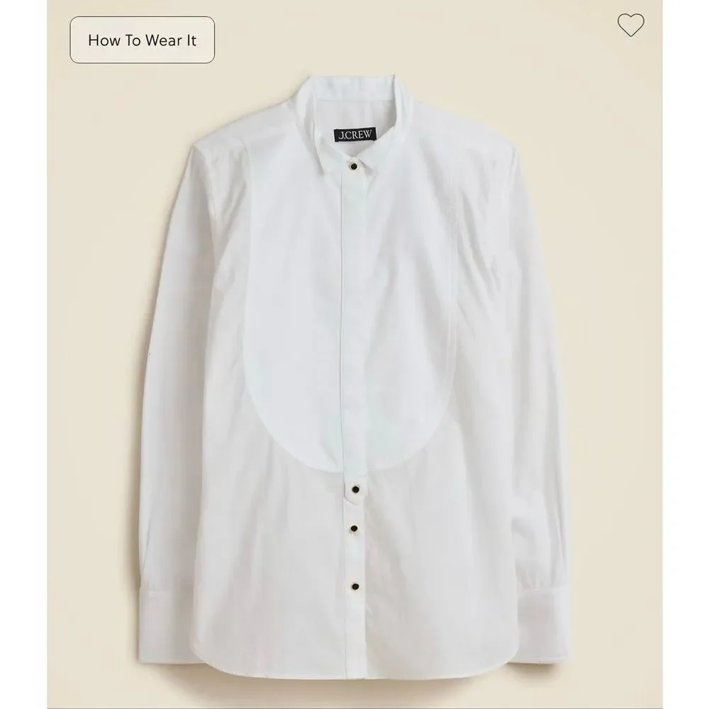 J. Crew Jules tuxedo shirt in cotton poplin White NWT size 0