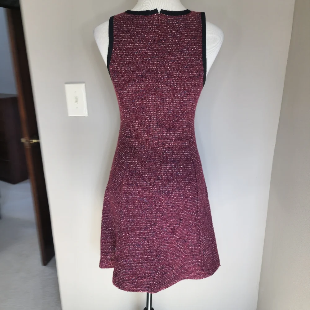 J Crew Burgundy Maroon sleeveless tweed dress Fit and Flair Women's size 6