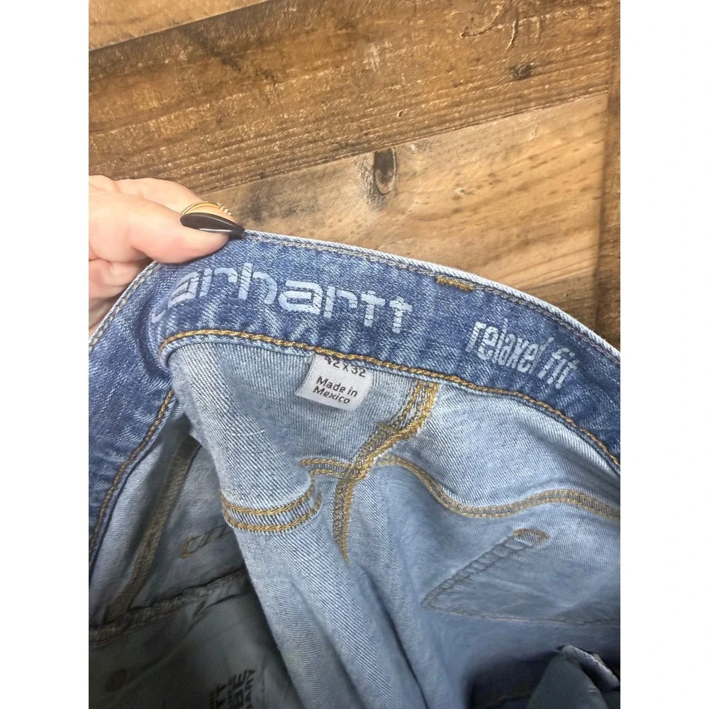 Carhartt Rugged Flex Relaxed Fit Straight Leg Jeans Mens 42x32 Light Wash Blue
