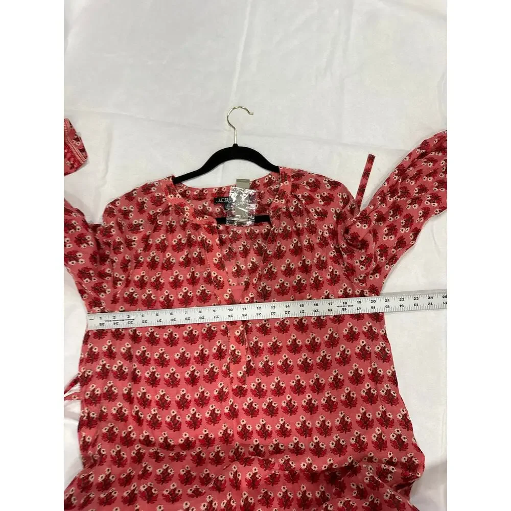 J.Crew Cabana Mini Dress Block-Print Ramie Pink Boho Womens M NWT