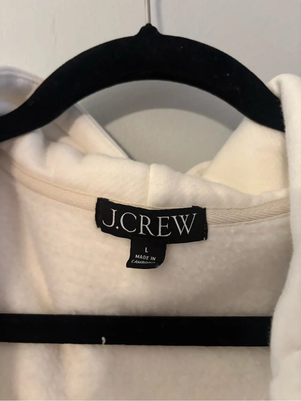 J. Crew Cream Full-Zip Hooded Sweatshirt