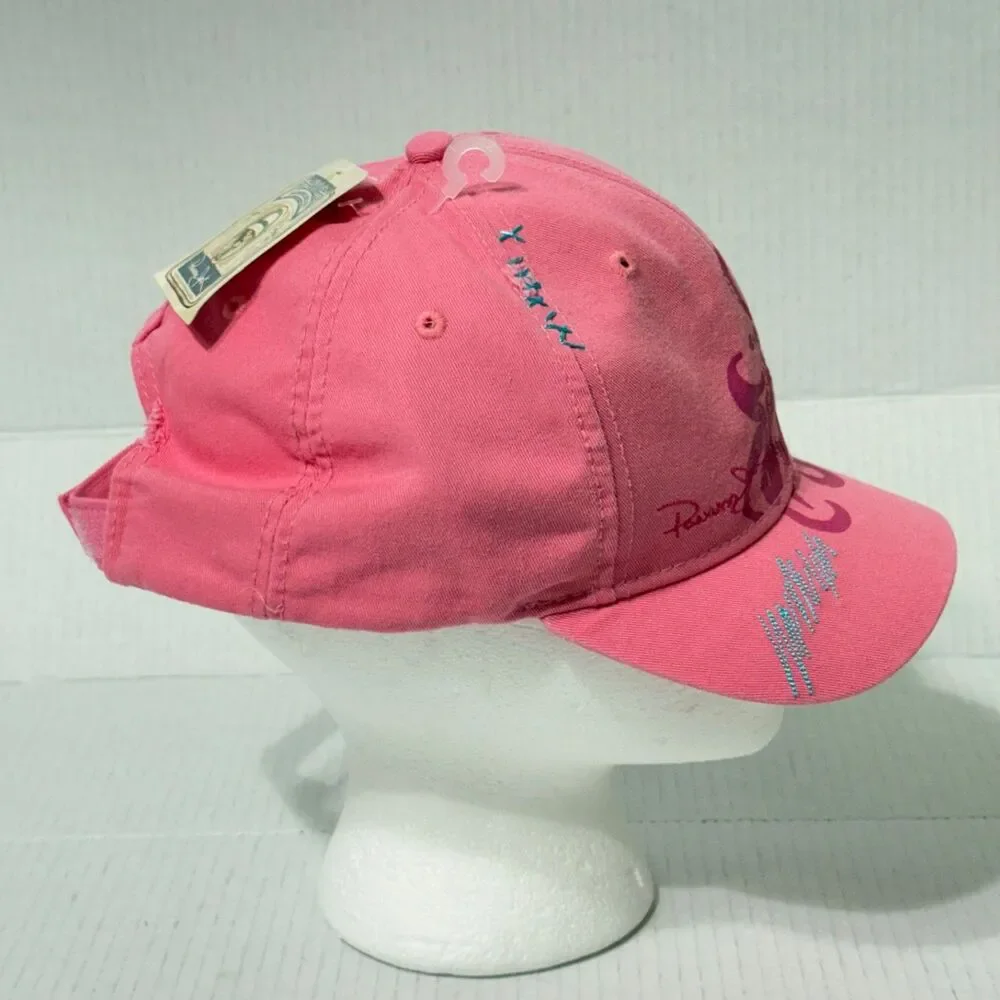 Panama Jack Pink Distressed Baseball Cap Floral Graphic Embroidered NWT