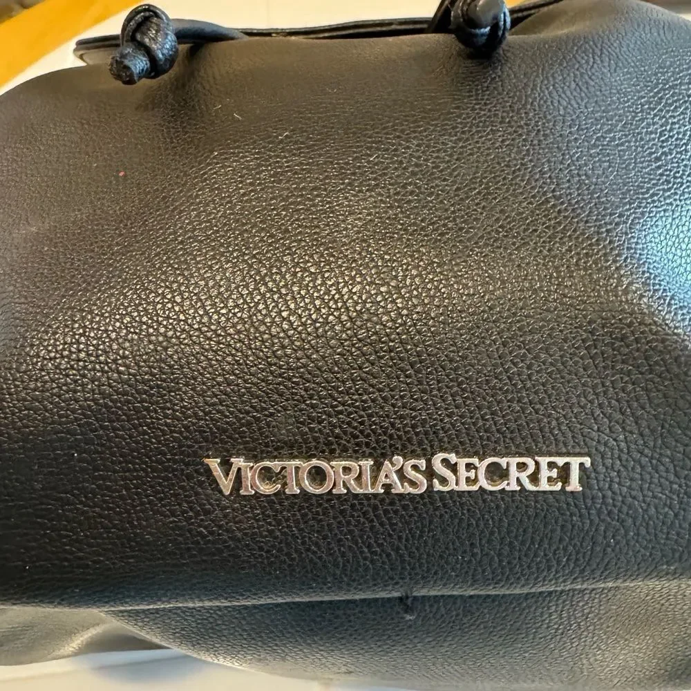 VICTORIA’S SECRET Limited Edition Logo Backpack Purse Bag Black Faux Leather