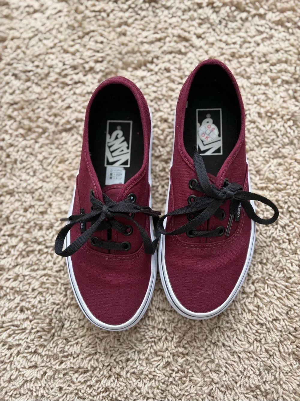 Vans Maroon Canvas Low-Top Sneakers with Black Laces