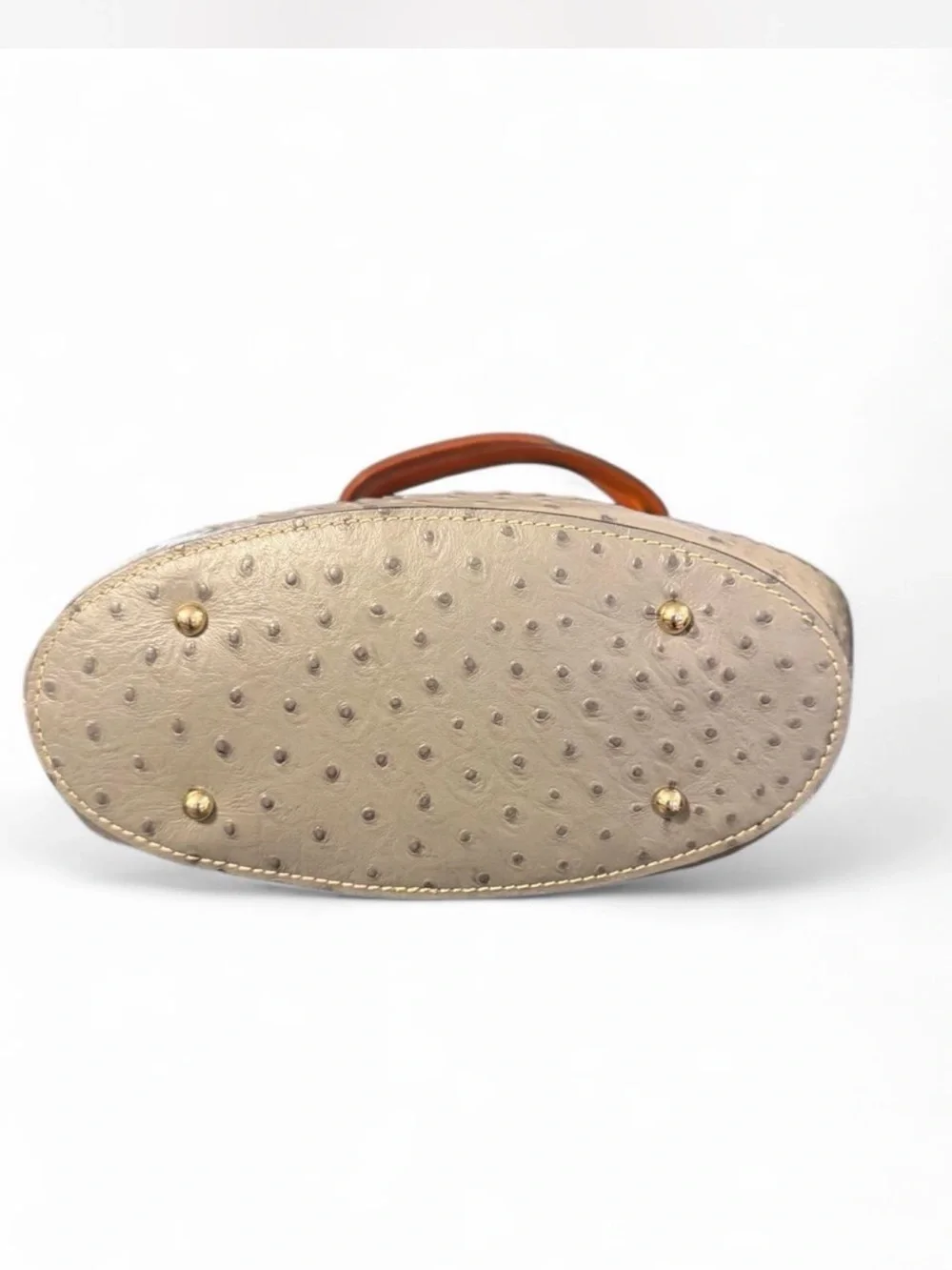 Dooney & Bourke Ostrich-Embossed Tote with Tan Trim