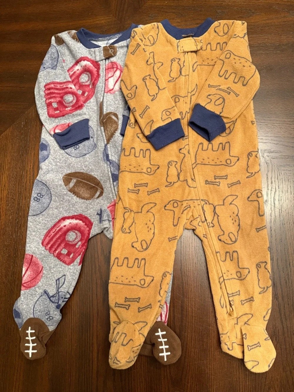 Carter's 2 Pack Footed Sleepers 9M Sports Animal Zip Pajamas
