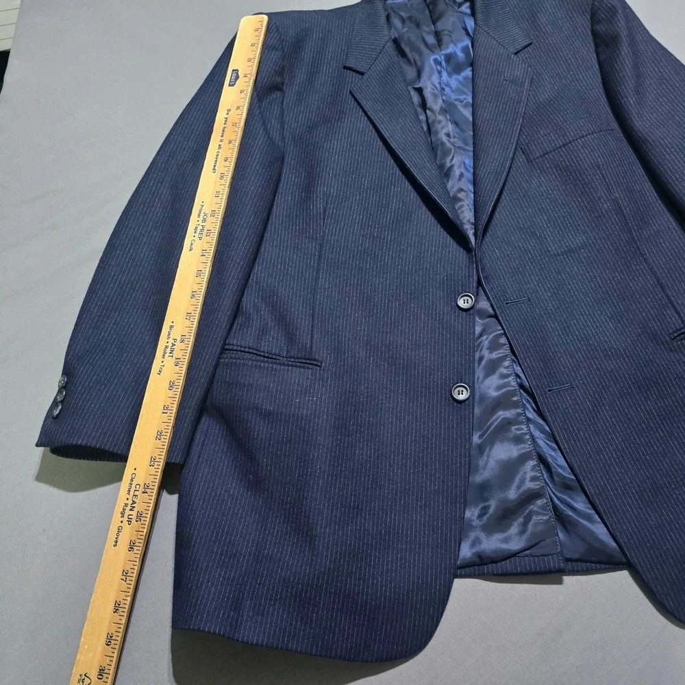 Paul Rene Suit Mens 46R 41x29 Navy Pinstripe 2-Piece Blazer Set vintage