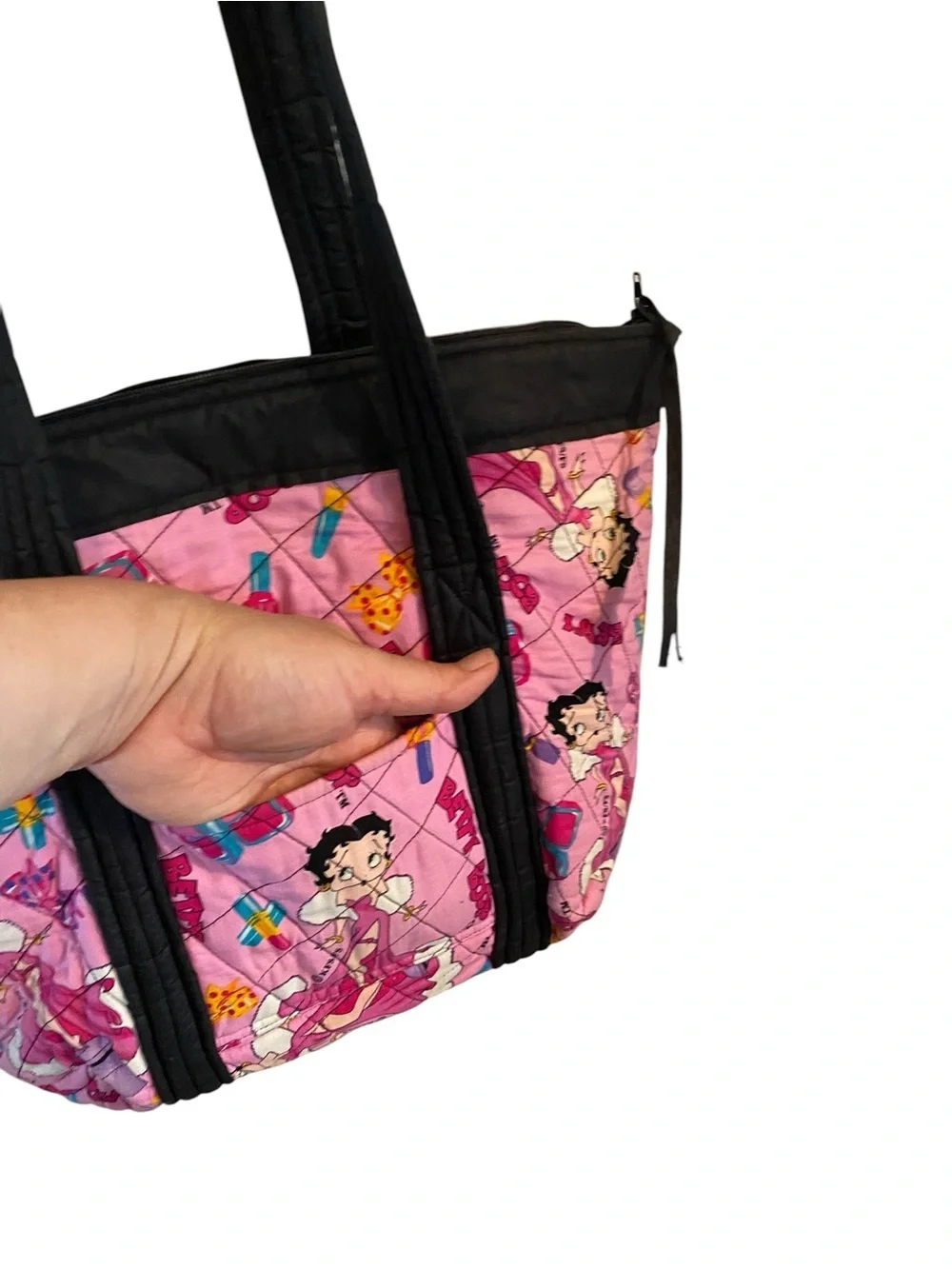 Betty Boop handcrafted quilted tote bag wallet & cosmetic bag Retro Dopamine