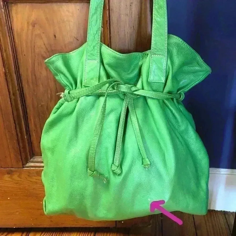 Village Tannery Green Pebbled Leather Large Tote