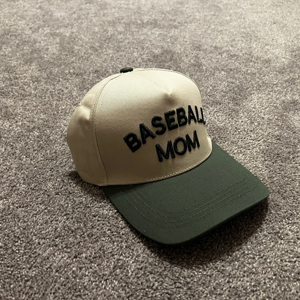 Baseball Mom Two-Tone Cap - Olive Brim, Cream Crown
