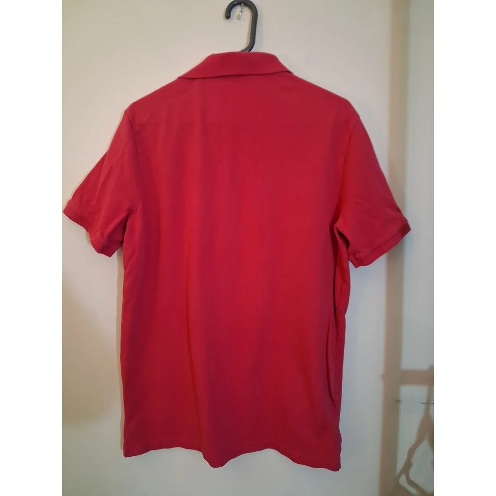 Polo Ralph Lauren Mens Classic Fit Dark Pink Cotton Mesh Pique Polo Shirt Medium
