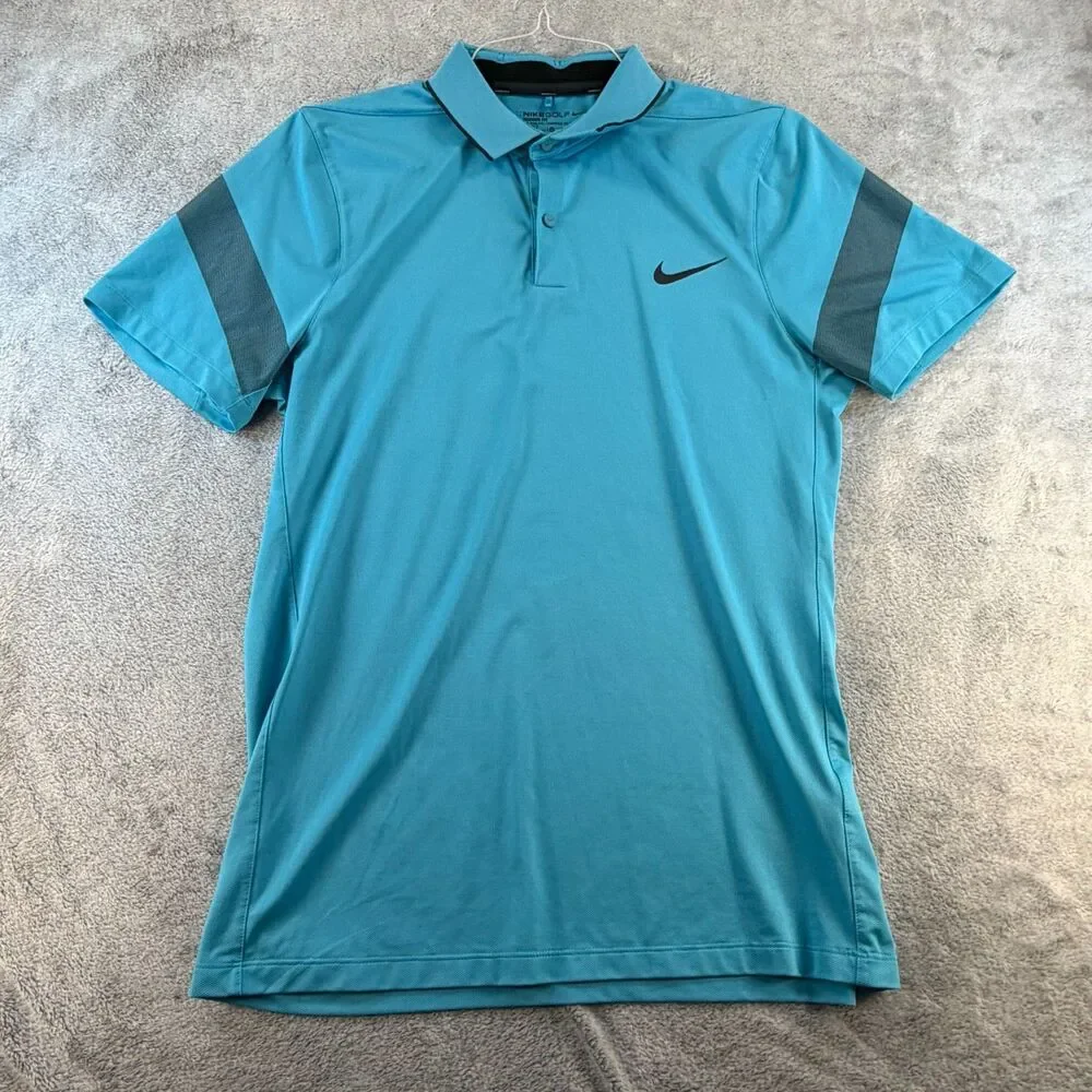 Nike Golf Polo Mens M Dri-Fit Modern Fit Blue Short Sleeve Performance