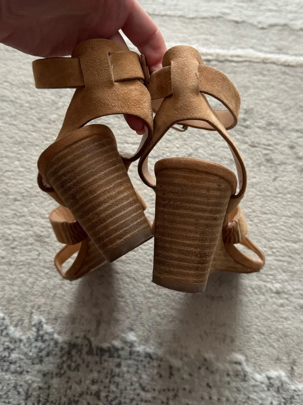 Steve Madden Caley leather suede caramel tan strappy wedge sandals