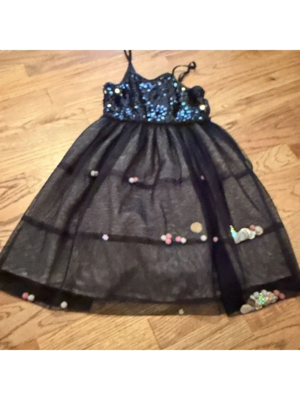 Cat & Jack Girls Black Sequin Party Dress Size M 7/8
