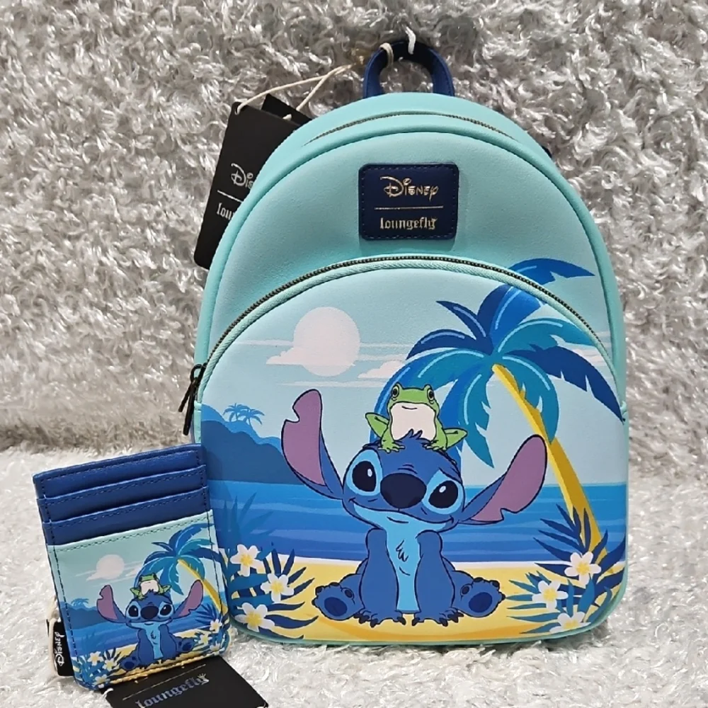 Loungefly Lilo And Stitch Frog mini Backpack And Card Holder