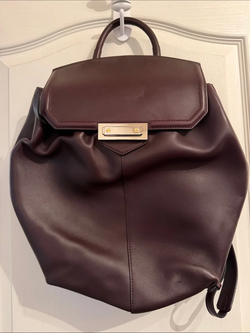 Alexander Wang Burgundy Leather Backpack with Gold Hardware