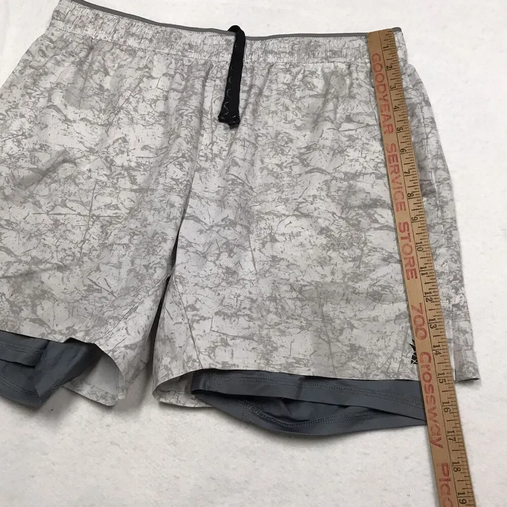 CHUBBIES Lined Athletic Short L 32W Gray Camo Print Drawstring Stretch Lined