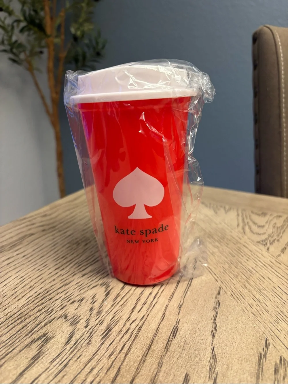 Kate Spade New York Red Travel Tumbler Mug NIP