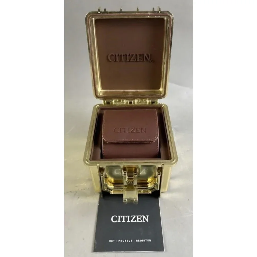 Citizen Men's Watch Promaster Tsuno Gold Tone & Black Dial Strap AV0072-01X NIB