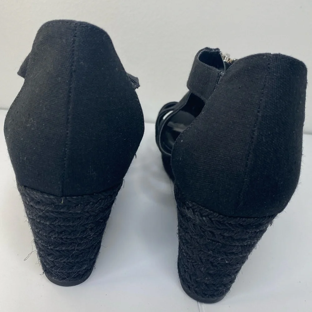 LAUREN RALPH LAUREN NWOT or Box Kelcie Chambray Fabric Sandal Wedges