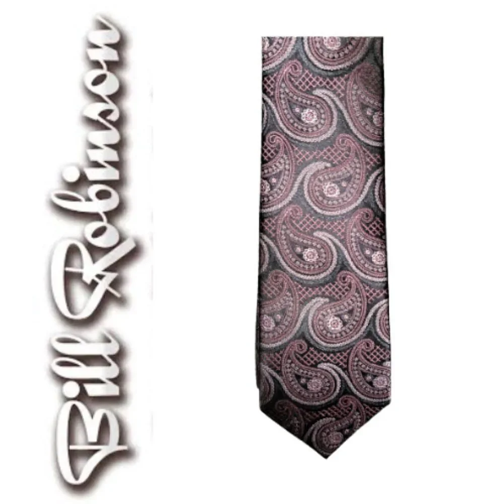 Bill Robinson Men's Red & Black 100% Polyester Hand Made Tie & Hanky Siz…