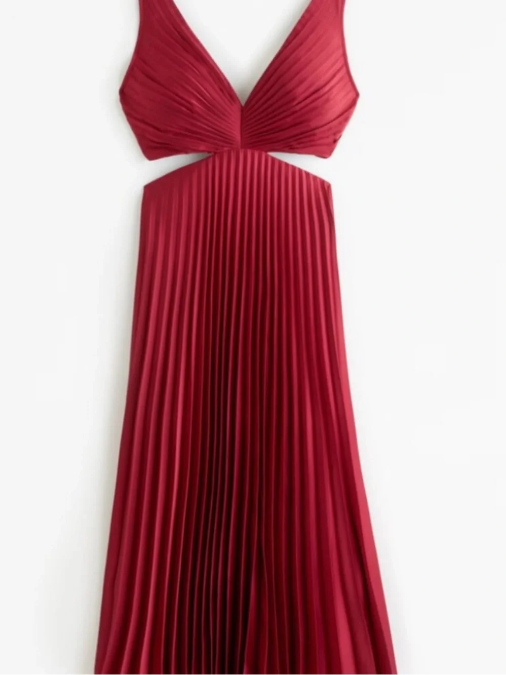 NWOT A&F Abercrombie & Fitch Giselle Pleated Cutout Maxi Dress Petites XXS P Red