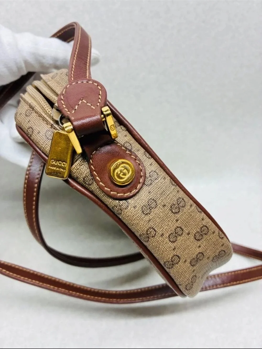 Gucci Beige/Brown Monogram Crossbody Bag