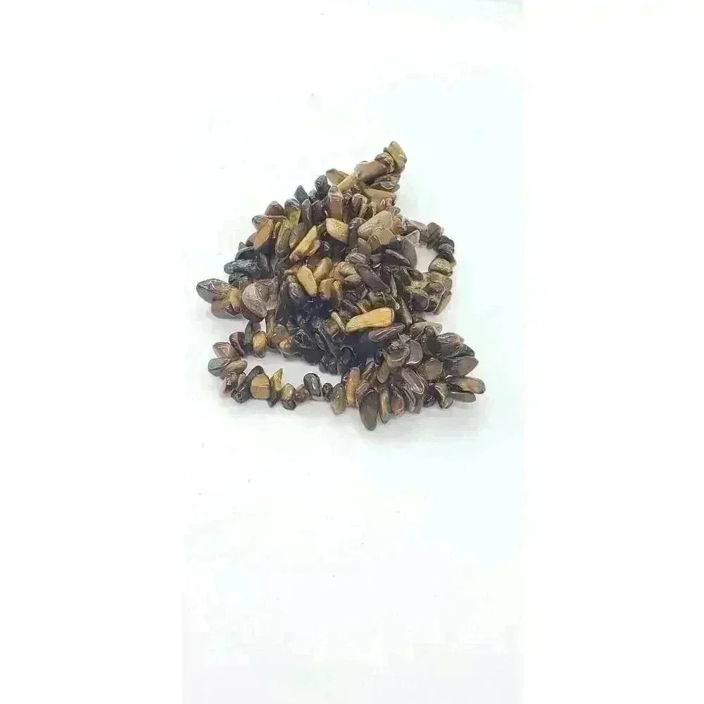 Genuine Tigers Eye Chip Bead Endless Necklace Gemstone Healing Inner Strength