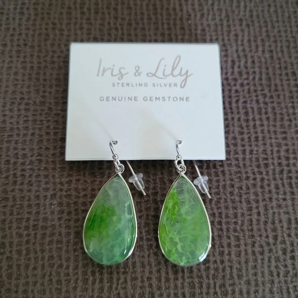 Iris & Lily Moss Green💚 Agate Earrings