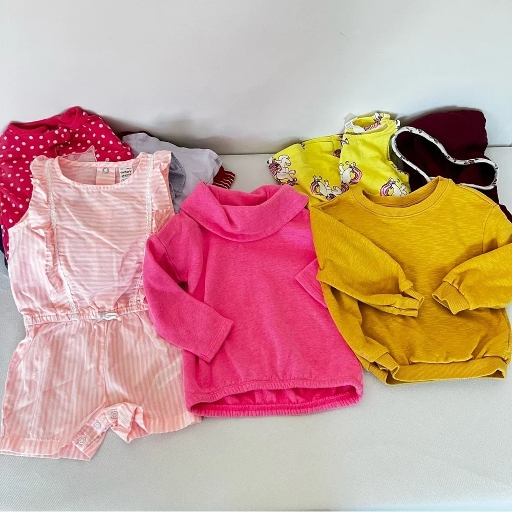 Bundle Lot of 12 Piece Size 6-12 Months Girls Clothing Tops Bottoms Pajama