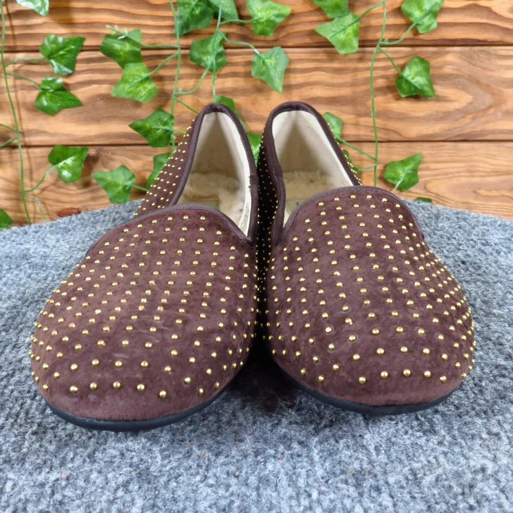 UGG Alloway Womens Loafer Flat Size 9.5 Comfort Brown Studded Suede Slipper