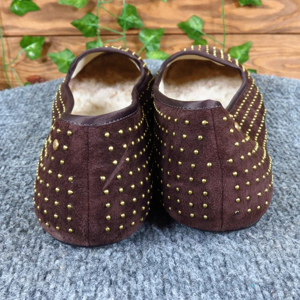 UGG Alloway Womens Loafer Flat Size 9.5 Comfort Brown Studded Suede Slipper