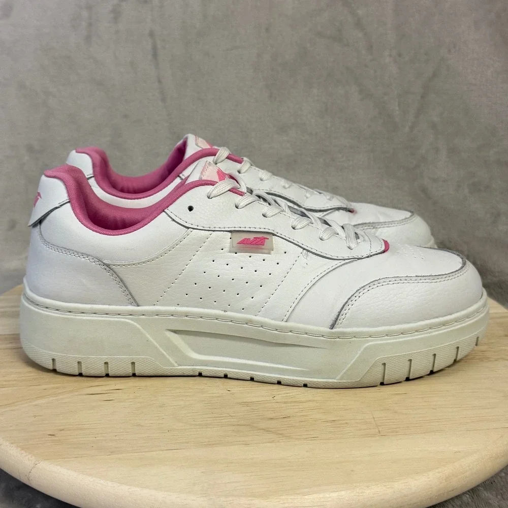 Avia Womens WMAV43GX003 White Pink Platform Sneakers Shoes Sz 11 Low Top Leather