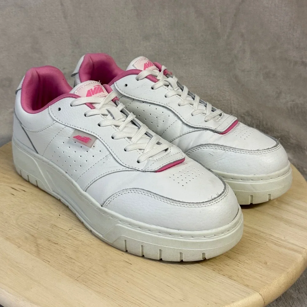 Avia Womens WMAV43GX003 White Pink Platform Sneakers Shoes Sz 11 Low Top Leather