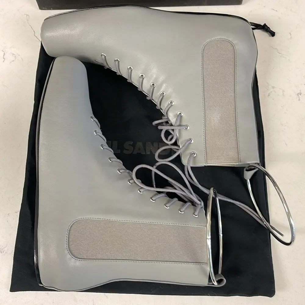 Jill Sander Grey Leather Boots Size 38 Never Worn Ballet Boots Size 8