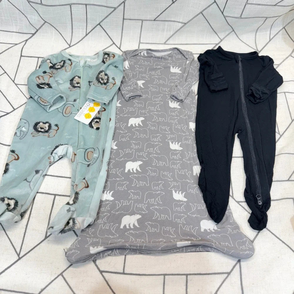Gunamuna Little Chickadees Guisby Sleepers 0-3M Multicolor Bamboo Fleece Lot