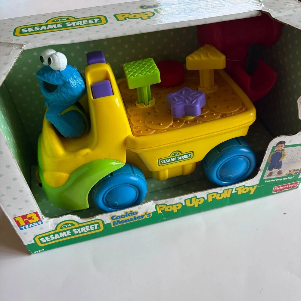 Fisher-Price Sesame Street Cookie Monster Pop Up Pull Toy Vintage 2000 NEW