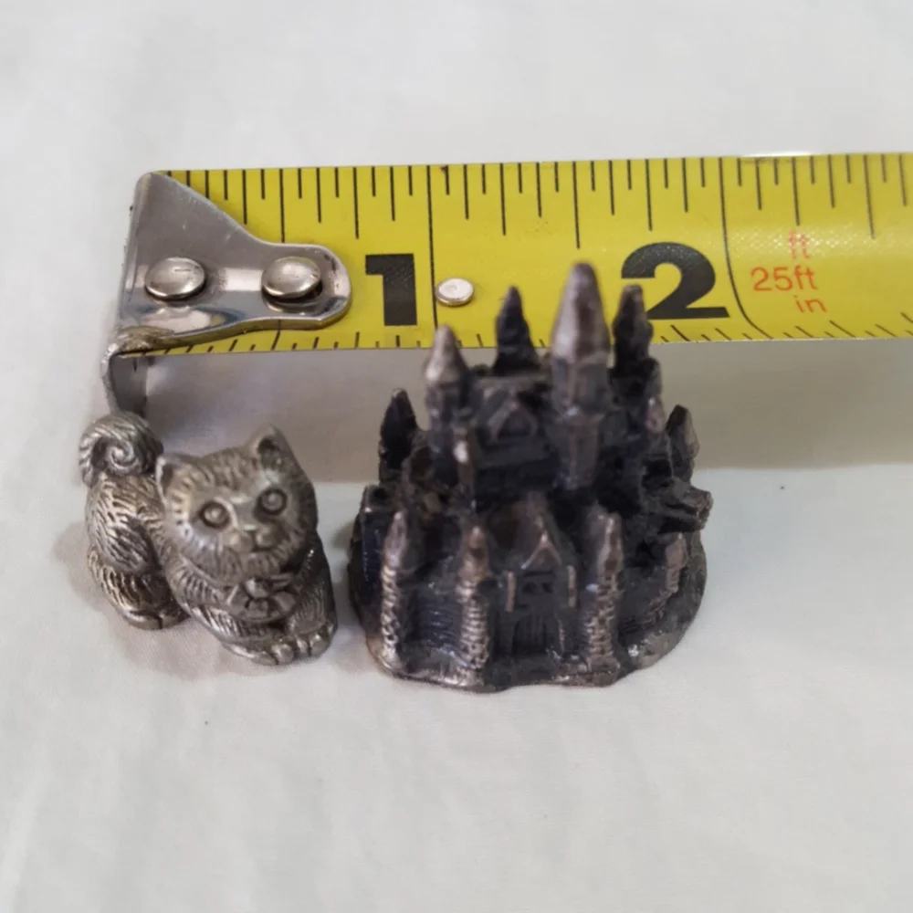 2  (Two)Vintage Hudson Pewter Figurines Castle & dog
