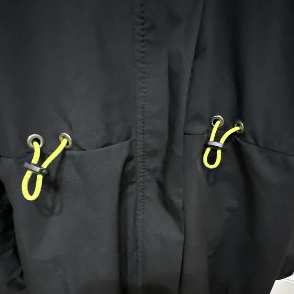 G.H. Bass & Co. Men’s Black Hooded Full Zip Mid-Length Windbreaker Jacket, L