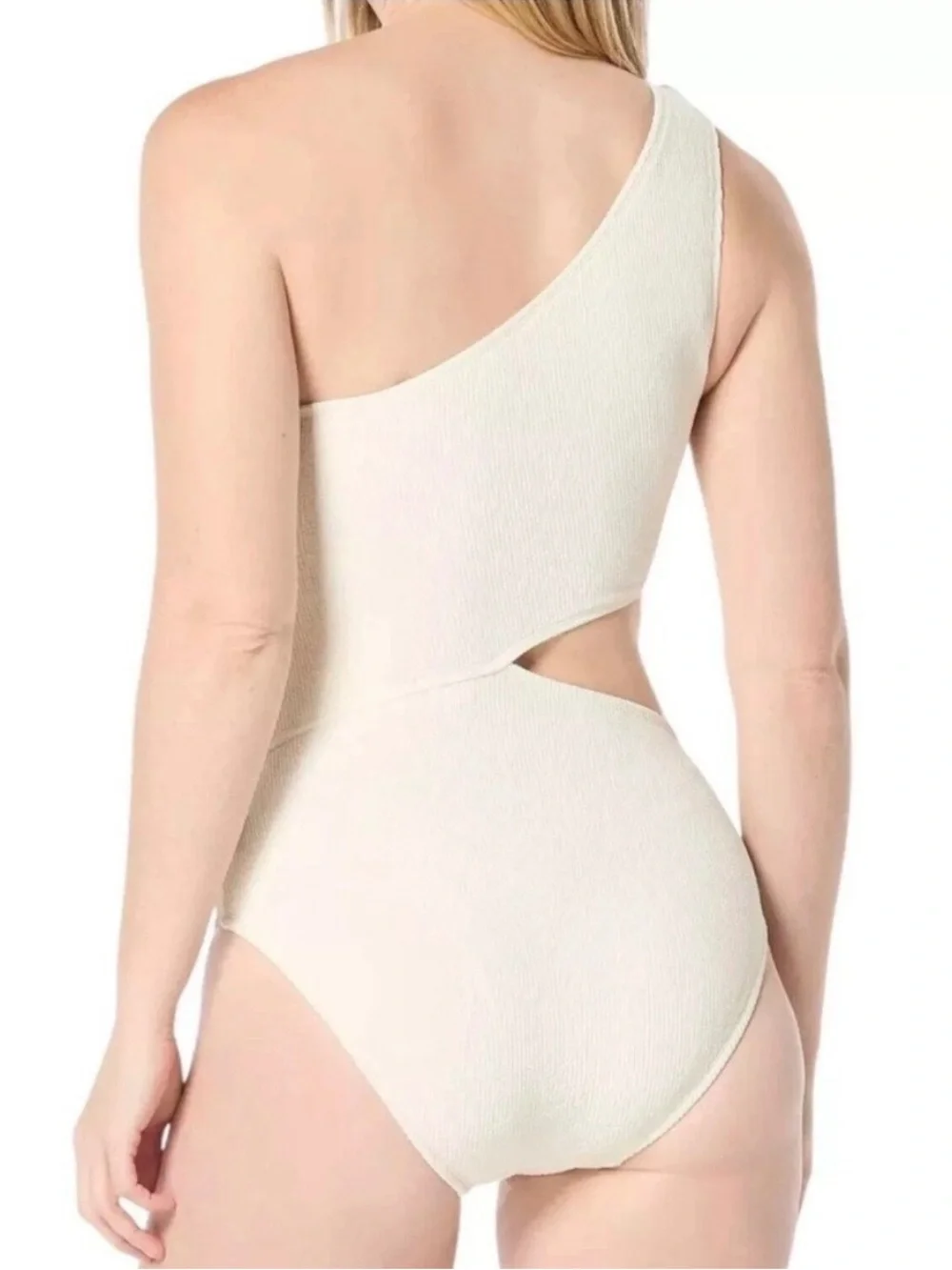Michael Kors Women’s One-Shoulder Side-Cutout One Piece Swimsuit Ivory 10
