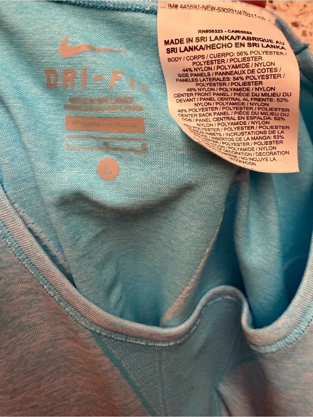 Nike Women's Aqua Blue Long Sleeve Performance running shirt Sz Large