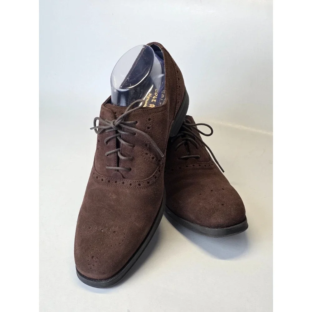Cole Haan Grand Signature Men's Dress Shoes Size 9 M Brown Suede Leather Oxford