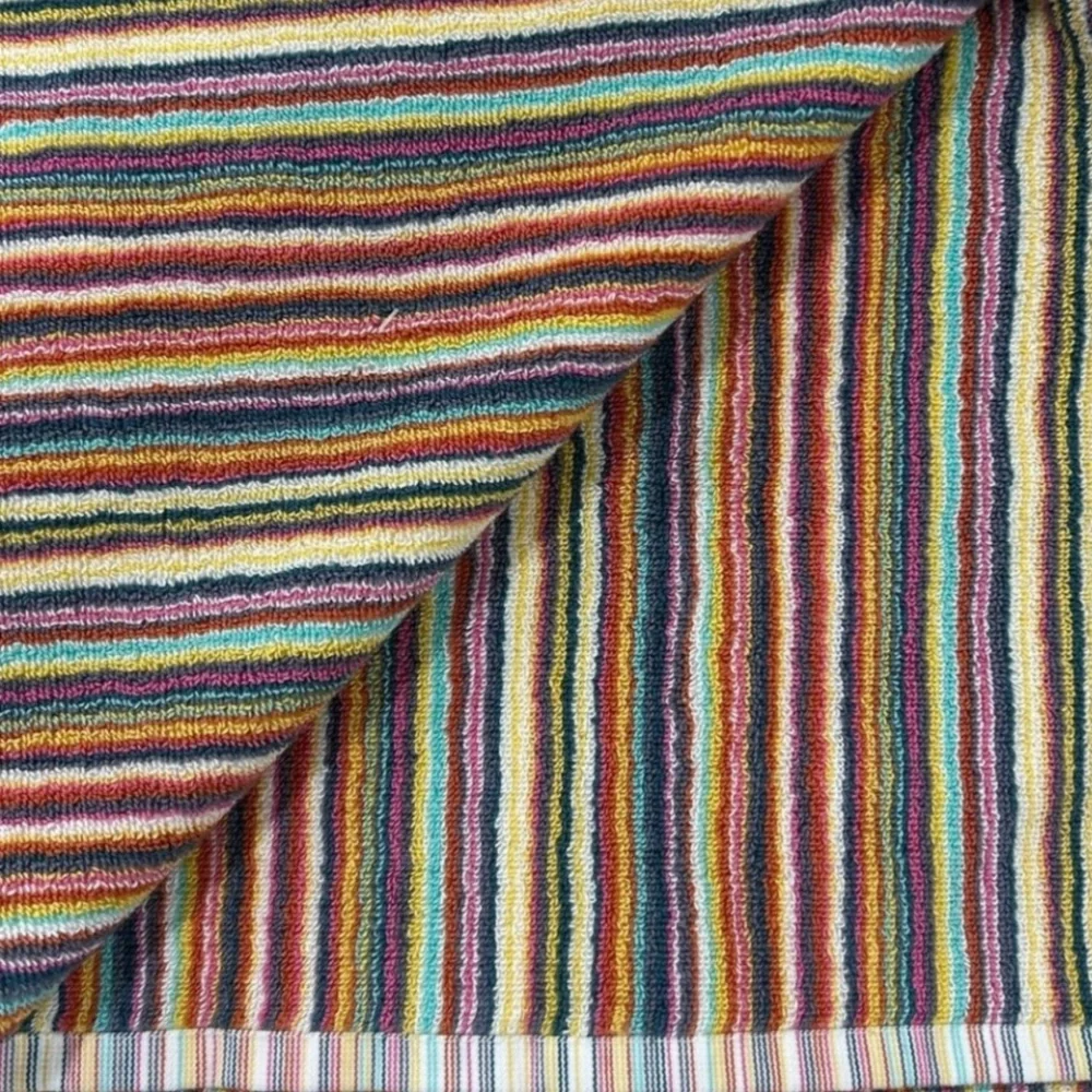 Rachel Zoe Rainbow Striped Bath Towels Set of 2 with Locker Loop New with Tags